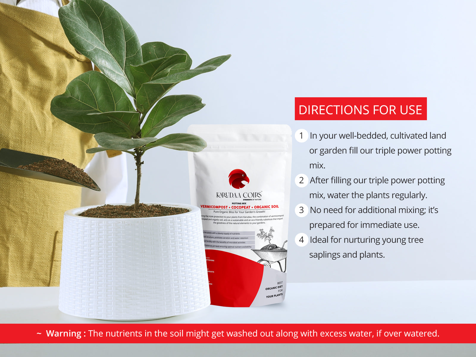 Potting mix for indoor plants - Vermicompost + Cocopeat + Organic Soil